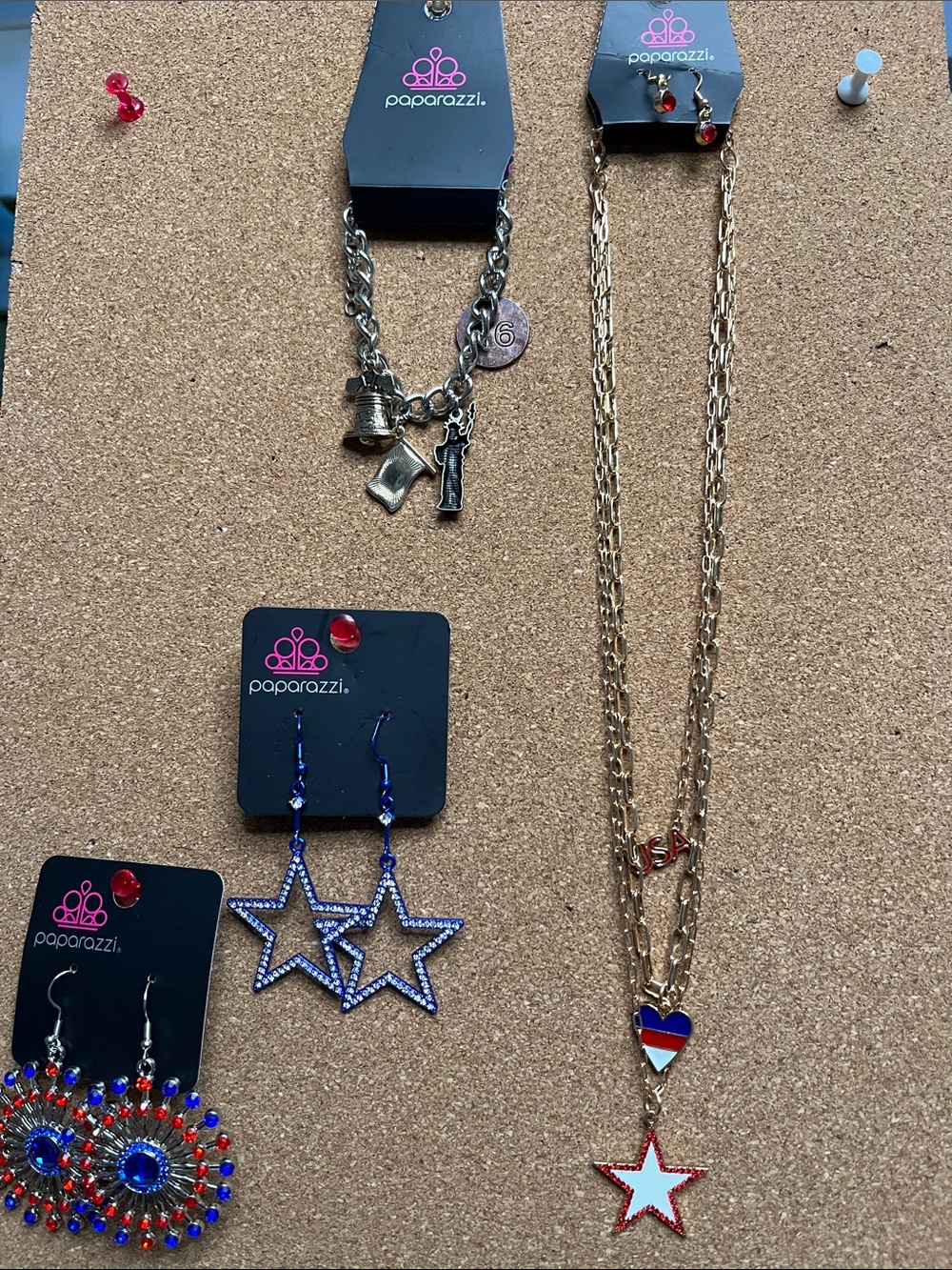 paparazzi Blue and Red Star Dangle Earrings
